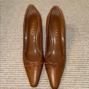 Lauren Ralph Lauren Brown Pointed-Toe Leather Heels